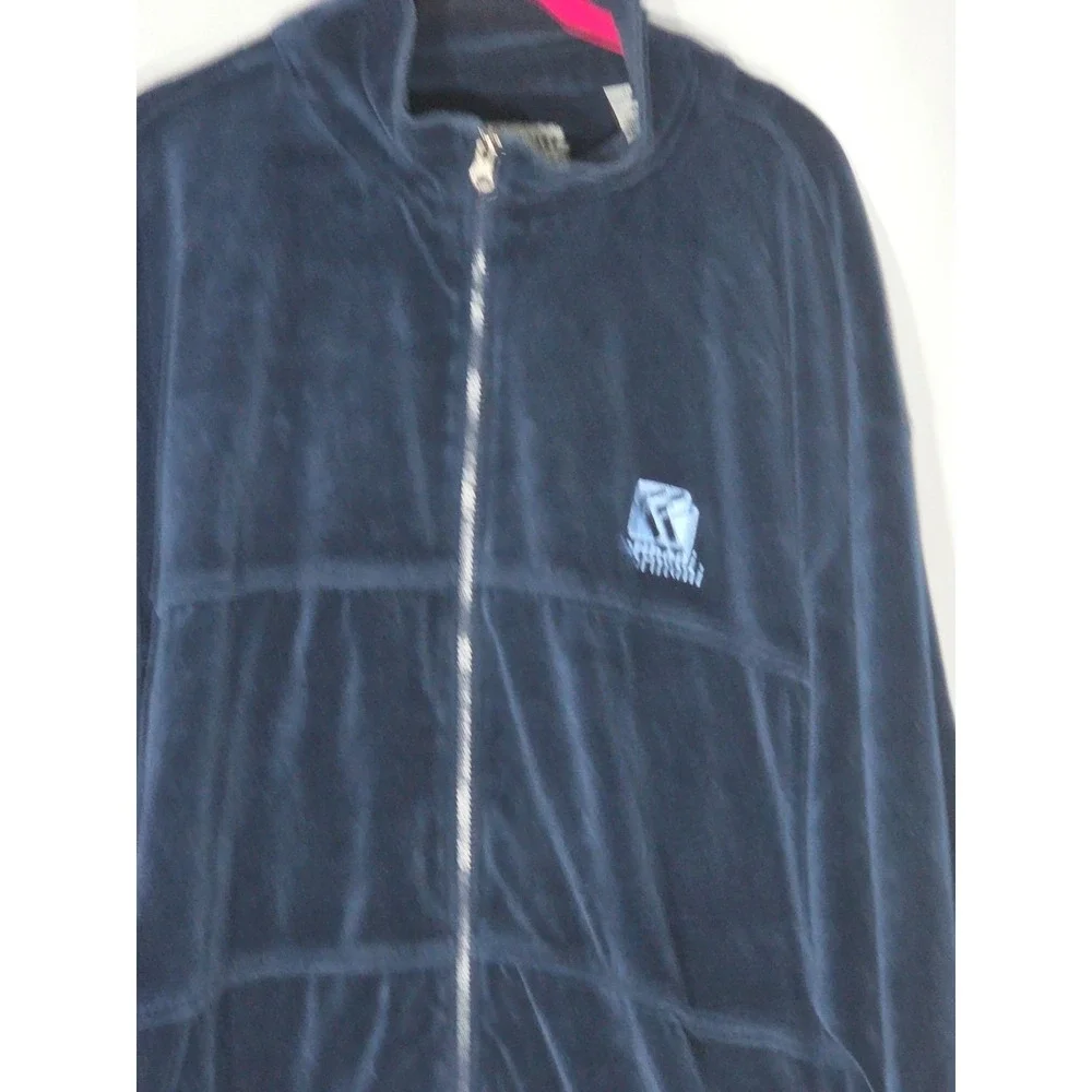 VINTAGE Karl Kani Jacket XL‎ Navy Velour Track Jacket Full Zipper Coat Outdoors